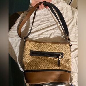 Clarks Brown and Tan textile Shoulder Bag